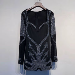 Black Rhinestone Festival Romper – Sparkle in Sheer Mesh & Show-Stopping Look