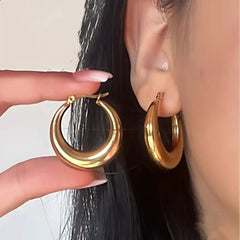 Big Circle Hoop Earrings – Stainless Steel or Gold Plated, Hypoallergenic, Custom Fit - Ra The Boutique - 