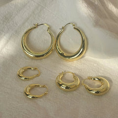 Big Circle Hoop Earrings – Stainless Steel or Gold Plated, Hypoallergenic, Custom Fit - Ra The Boutique - 