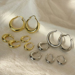 Big Circle Hoop Earrings – Stainless Steel or Gold Plated, Hypoallergenic, Custom Fit - Ra The Boutique - 