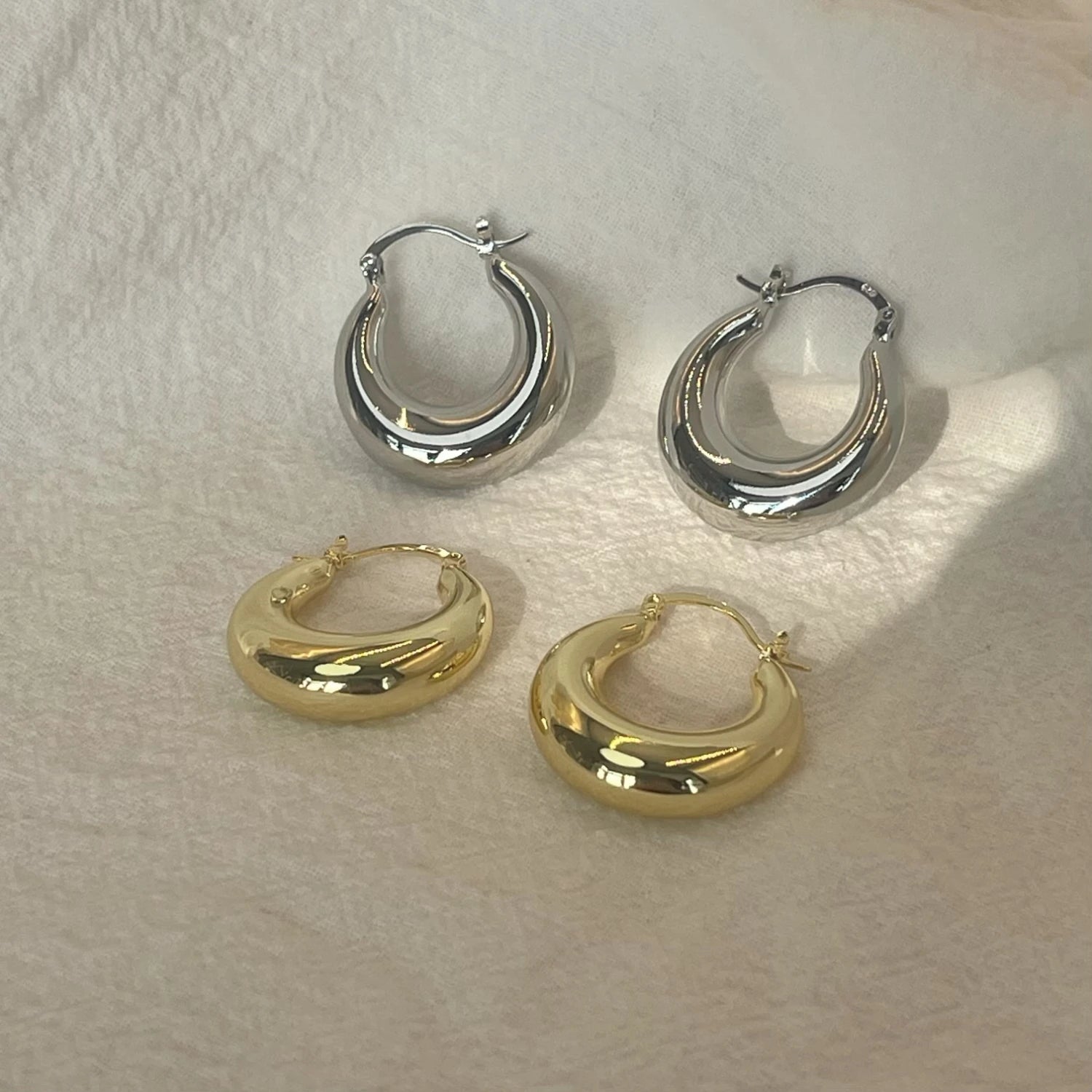 Big Circle Hoop Earrings – Stainless Steel or Gold Plated, Hypoallergenic, Custom Fit - Ra The Boutique - 