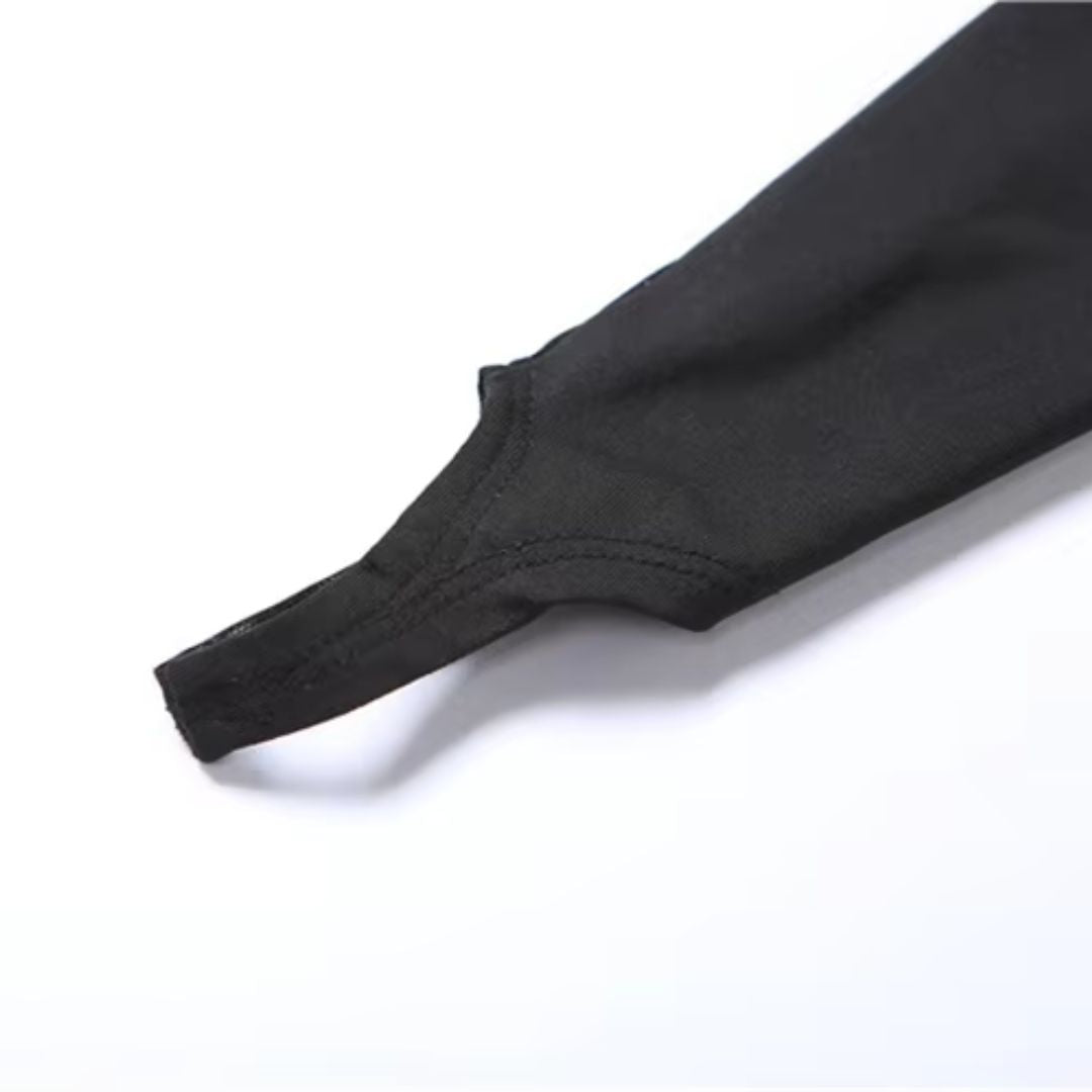 Black Mesh Turtleneck Bodysuit – Sexy Form-Fitting Design, Snap Closure & Thumb Straps - waiting on photos - Ra The Boutique - 