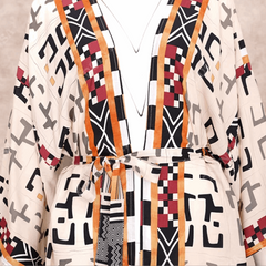 Boho Aztec Floor Length Kimono Style Beach Cover Up - Ra The Boutique