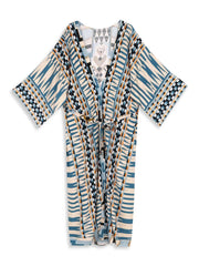 Boho Aztec Floor Length Kimono Style Beach Cover Up - Ra The Boutique