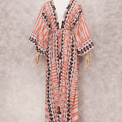 Boho Aztec Floor Length Kimono Style Beach Cover Up - Ra The Boutique