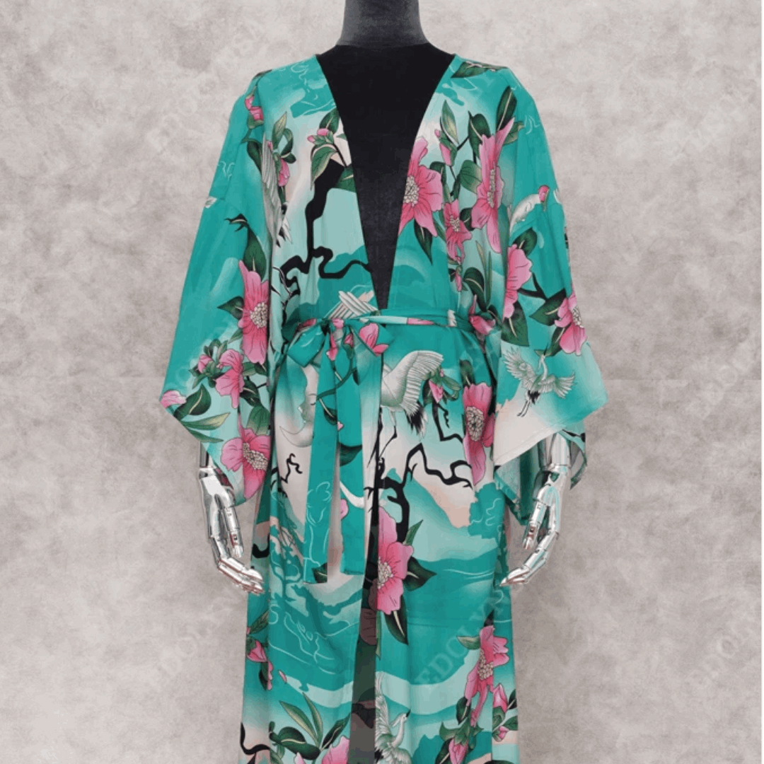 Boho Aztec Floor Length Kimono Style Beach Cover Up - Ra The Boutique