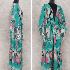 Boho Aztec Floor Length Kimono Style Beach Cover Up - Ra The Boutique