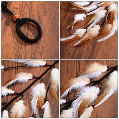 Boho Multi Feather Ponytail Headband Hair Accessory - Ra The Boutique