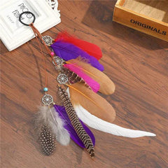 Boho Multi Feather Ponytail Headband Hair Accessory - Ra The Boutique
