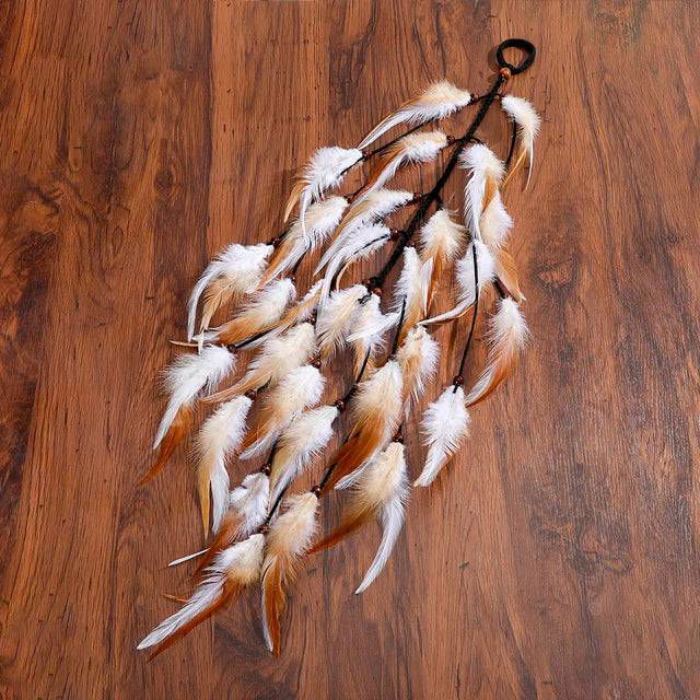 Boho Multi Feather Ponytail Headband Hair Accessory - Ra The Boutique