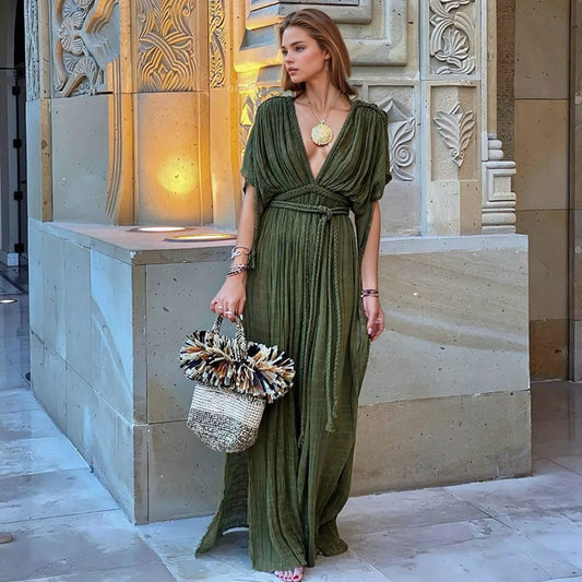 Boho Rope Detail Maxi Beach Dress - Ra The Boutique