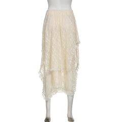 Boho Semi Sheer Asymmetrical Hem Midi Skirt - Ra The Boutique