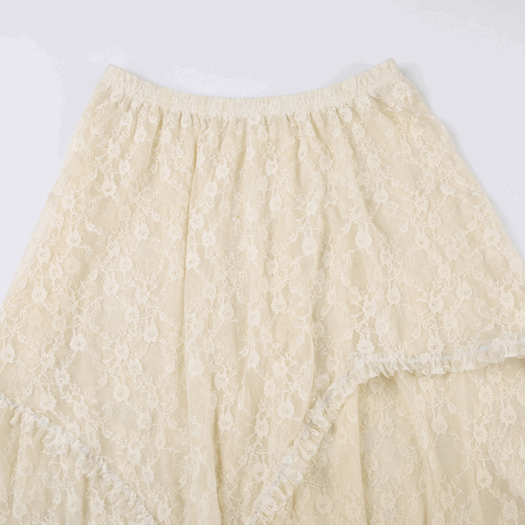 Boho Semi Sheer Asymmetrical Hem Midi Skirt - Ra The Boutique