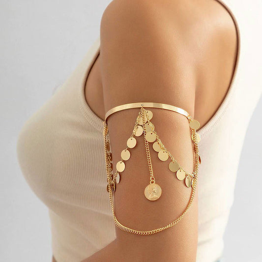 Boho Style Layered Vintage Coin Armlet - Ra The Boutique