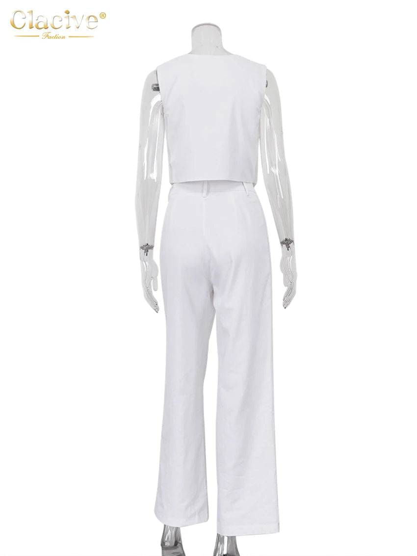Button Down Sleeveless Vest and Tailored Pant Set - Ra The Boutique - 