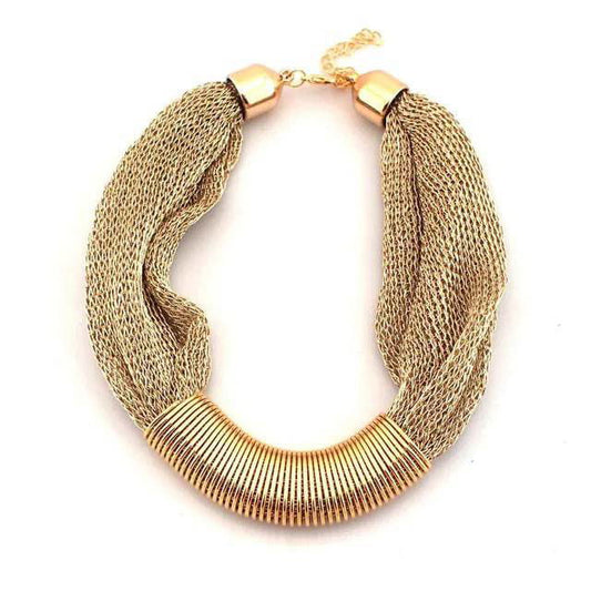 Chainmail Style Metal Adjustable Choker Statement Necklace - Ra The Boutique