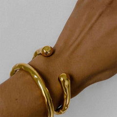Contemporary Chunky Statement Ring and Bracelet Stainless Steel - Ra The Boutique - 