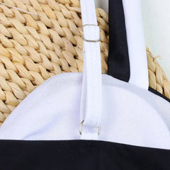 Contrast Color Block High Cut One Piece Swimsuit - ready for review - Ra The Boutique - 