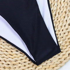 Contrast Color Block High Cut One Piece Swimsuit - ready for review - Ra The Boutique - 