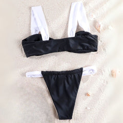 Contrast Trim Adjustable Scrunch Bikini Swimsuit - ready for review - Ra The Boutique - 