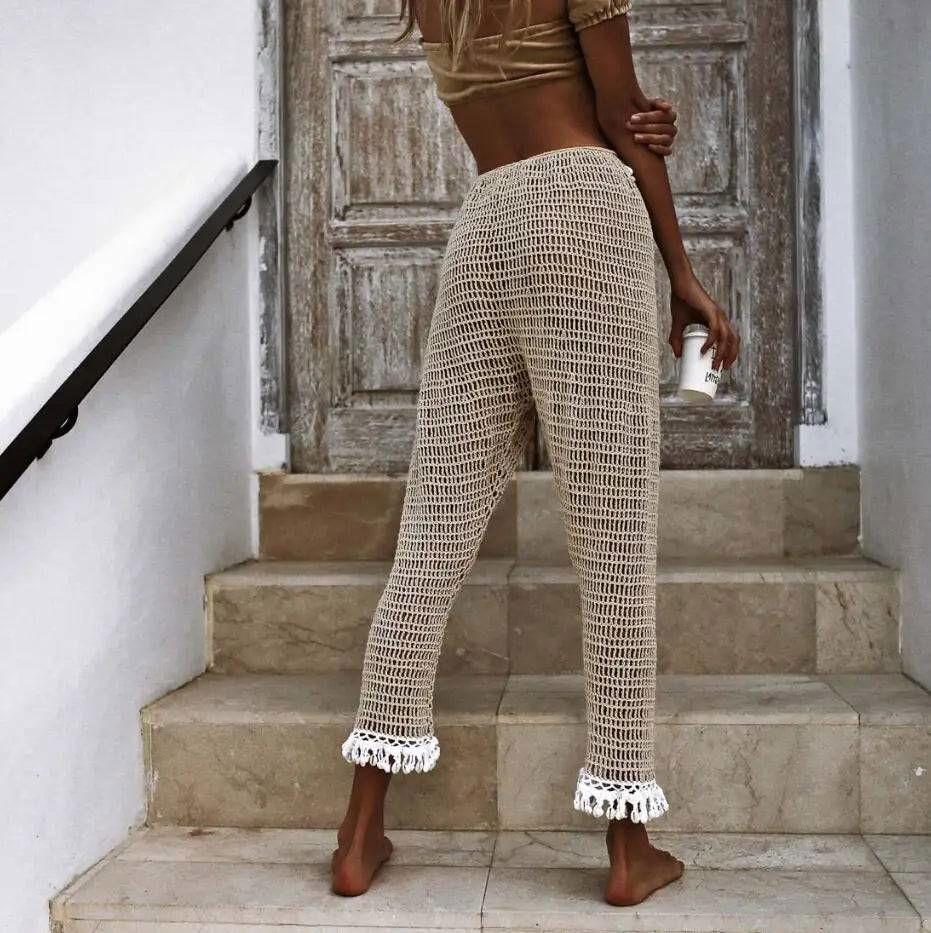Cotton Crochet Cowrie Shell Beach Pants - Ra The Boutique