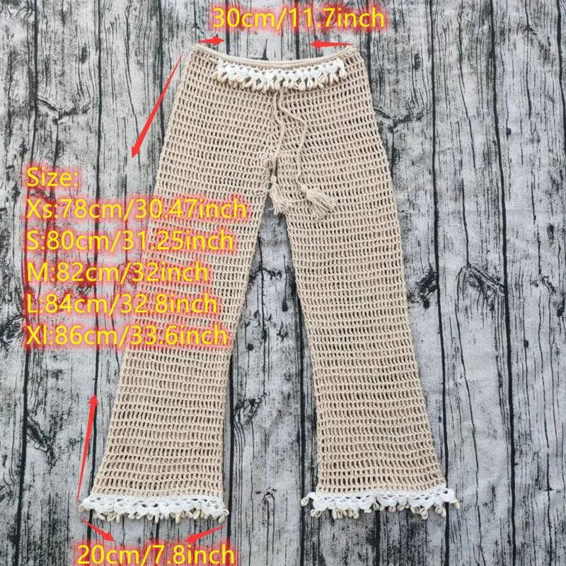 Cotton Crochet Cowrie Shell Beach Pants - Ra The Boutique