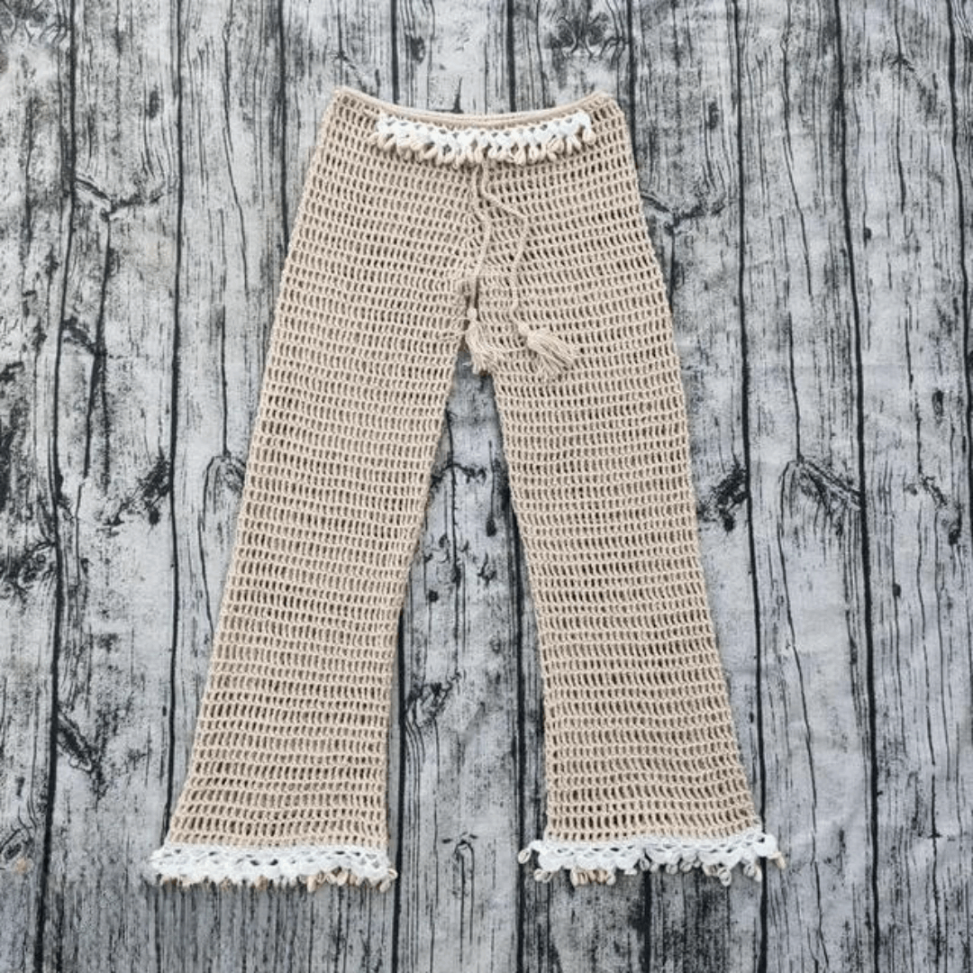 Cotton Crochet Cowrie Shell Beach Pants - Ra The Boutique