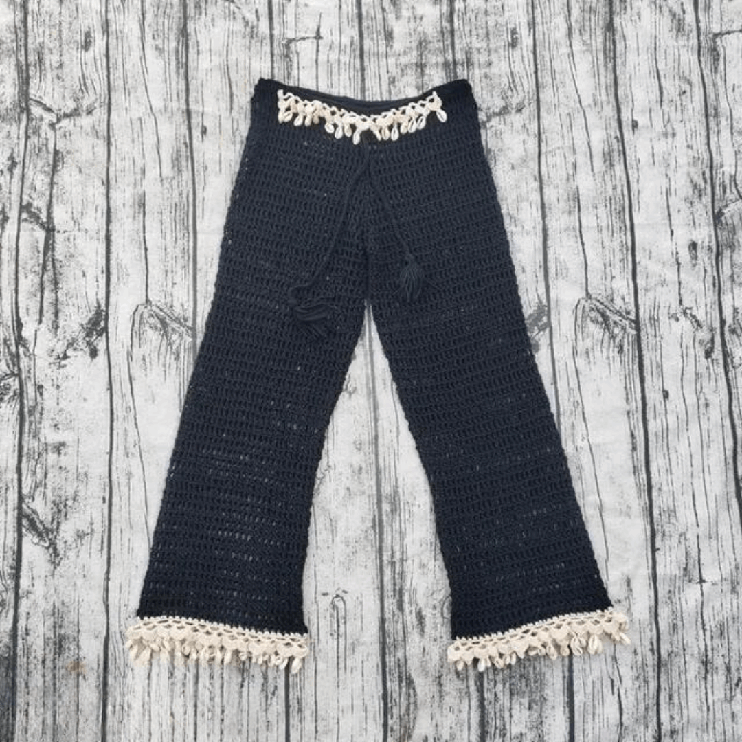 Cotton Crochet Cowrie Shell Beach Pants - Ra The Boutique