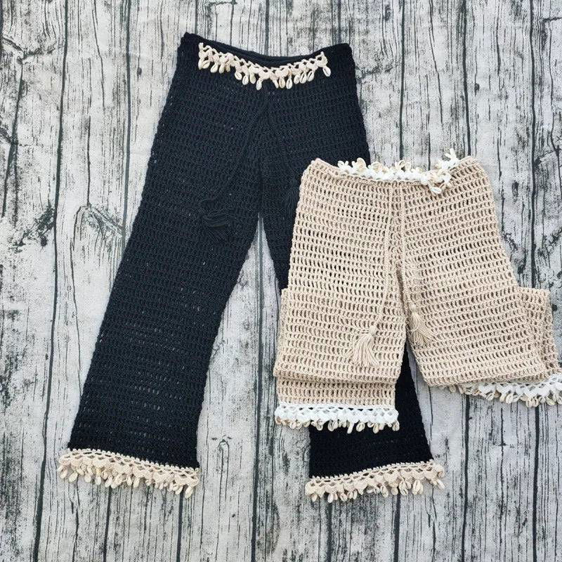 Cotton Crochet Cowrie Shell Beach Pants - Ra The Boutique
