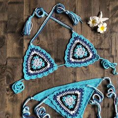 Cotton Crochet Triangle Bikini - Ra The Boutique