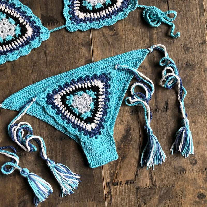 Cotton Crochet Triangle Bikini - Ra The Boutique