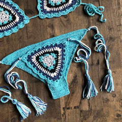 Cotton Crochet Triangle Bikini - Ra The Boutique