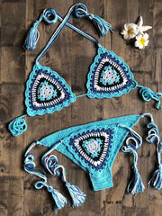 Cotton Crochet Triangle Bikini - Ra The Boutique