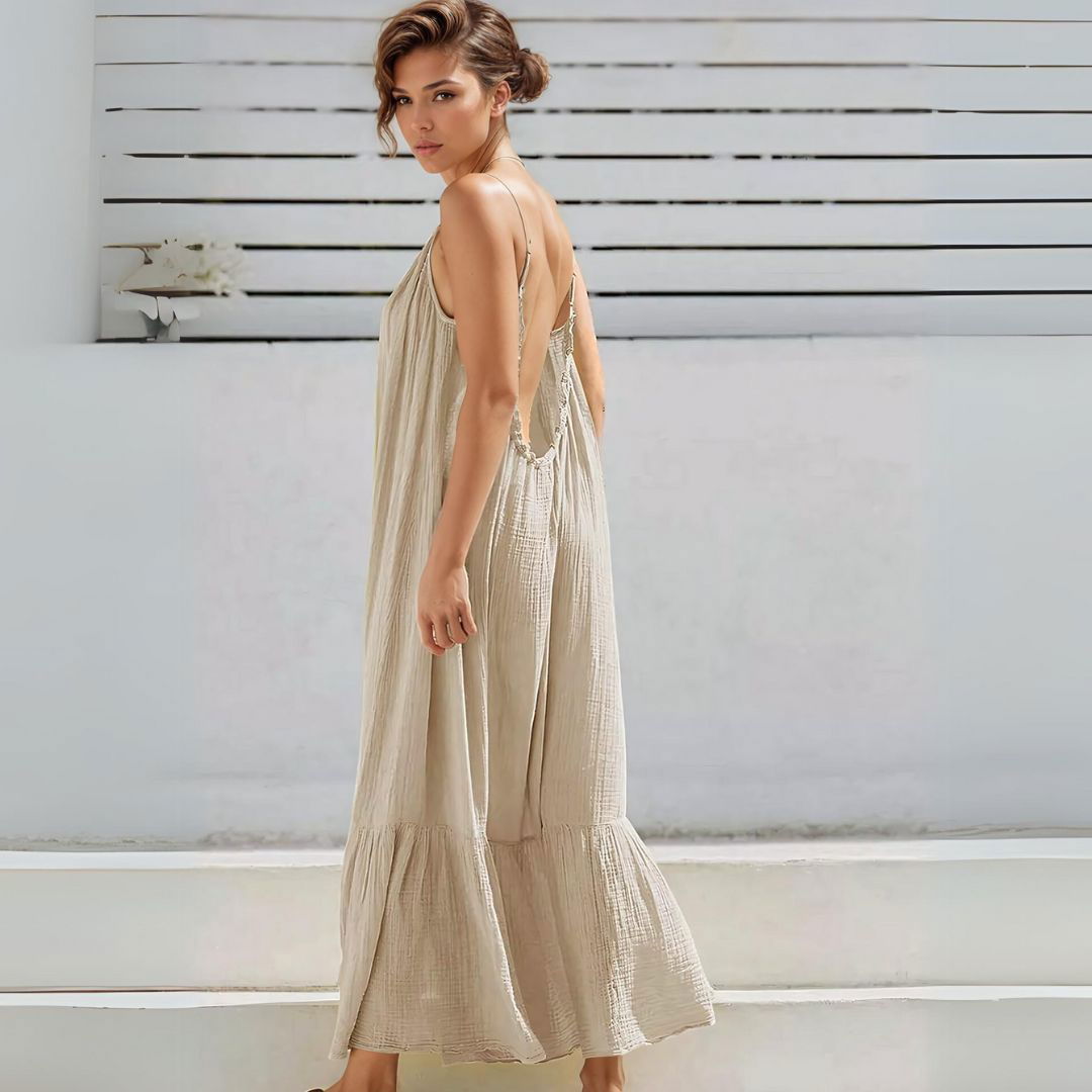Cotton Muslin Maxi Dress - Ra The Boutique -  - #tag1# - #tag2#
