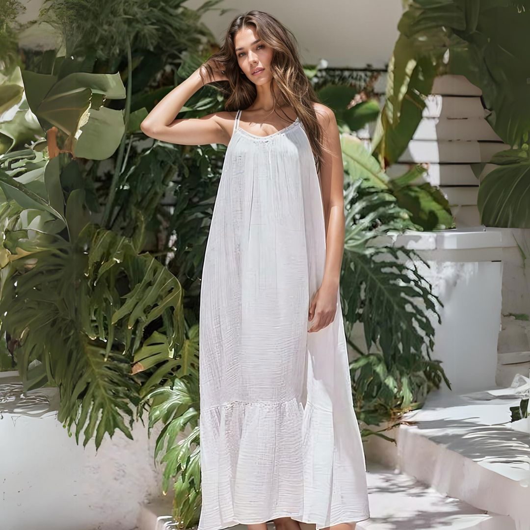 Cotton Muslin Maxi Dress - Ra The Boutique -  - #tag1# - #tag2#