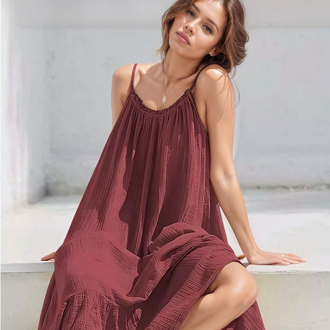Cotton Muslin Maxi Dress - Ra The Boutique -  - #tag1# - #tag2#