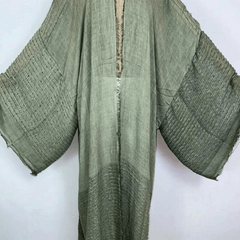 Cotton Raw Hem Semi Sheer Kimono Style Beach Cover Up - Ra The Boutique