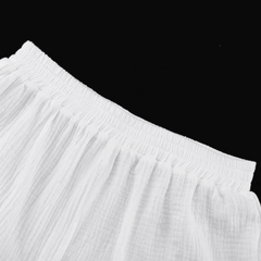 Cotton Wrap Style Sash Tie Waist Bubble Sleeve Top and High Waisted Short Set - Ra The Boutique