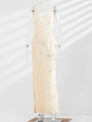 Crochet Cut Out Detail Boho Maxi Dress - Ra The Boutique