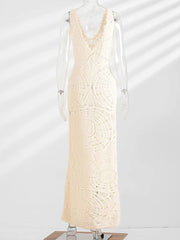 Crochet Cut Out Detail Boho Maxi Dress - Ra The Boutique