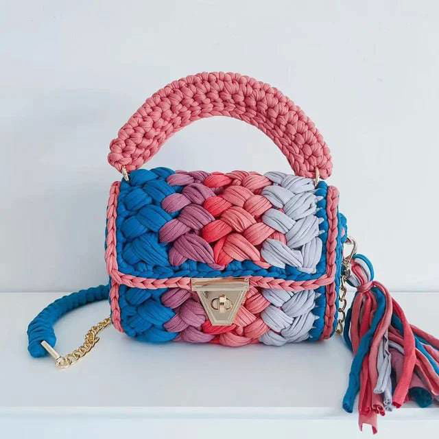 Crochet Woven Tassel Crossbody Bag - Ra The Boutique -  - #tag1# - #tag2#