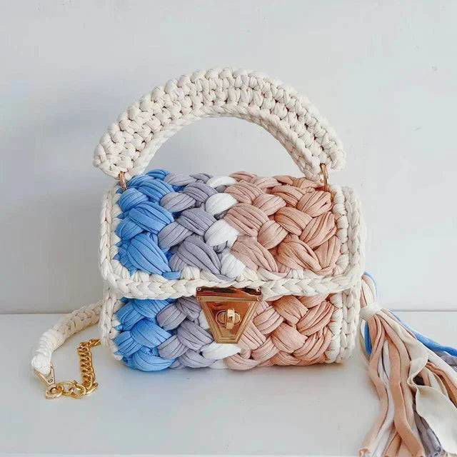 Crochet Woven Tassel Crossbody Bag - Ra The Boutique -  - #tag1# - #tag2#