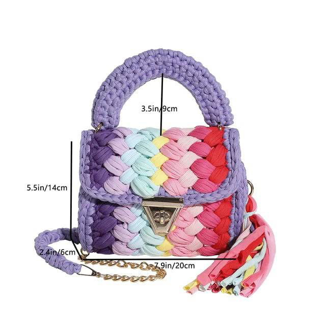 Crochet Woven Tassel Crossbody Bag - Ra The Boutique -  - #tag1# - #tag2#