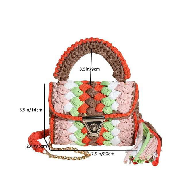 Crochet Woven Tassel Crossbody Bag - Ra The Boutique -  - #tag1# - #tag2#