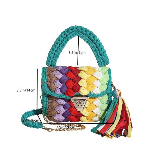Crochet Woven Tassel Crossbody Bag - Ra The Boutique -  - #tag1# - #tag2#