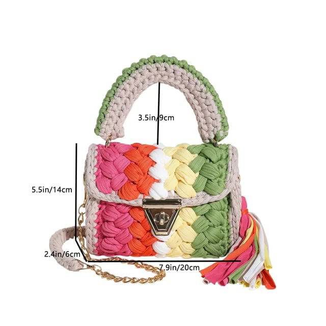 Crochet Woven Tassel Crossbody Bag - Ra The Boutique -  - #tag1# - #tag2#
