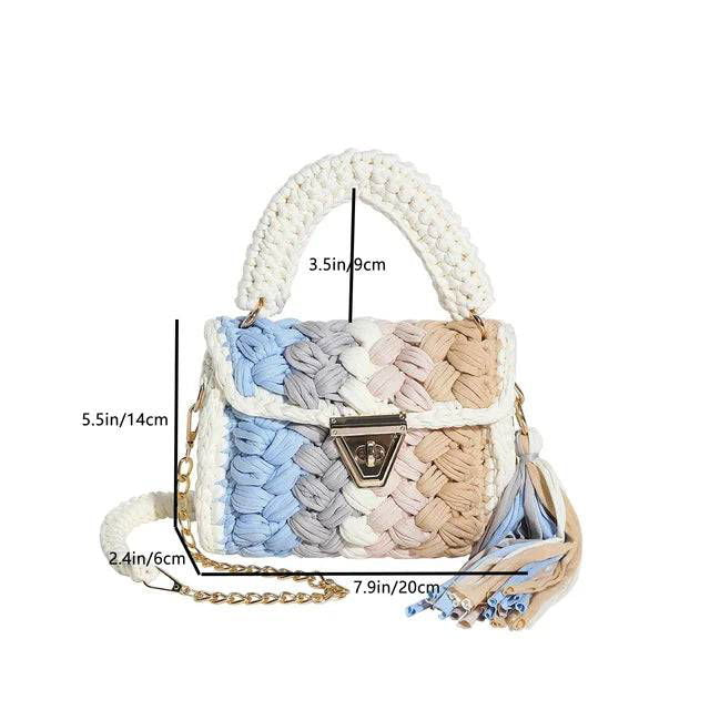 Crochet Woven Tassel Crossbody Bag - Ra The Boutique -  - #tag1# - #tag2#