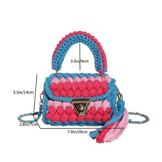 Crochet Woven Tassel Crossbody Bag - Ra The Boutique -  - #tag1# - #tag2#