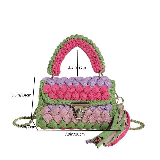 Crochet Woven Tassel Crossbody Bag - Ra The Boutique -  - #tag1# - #tag2#