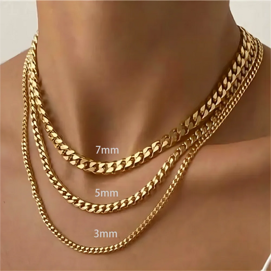 Curb Chain Necklace – Stainless Steel or 18k Gold Plated, Hypoallergenic, Custom Fit - Ra The Boutique - 